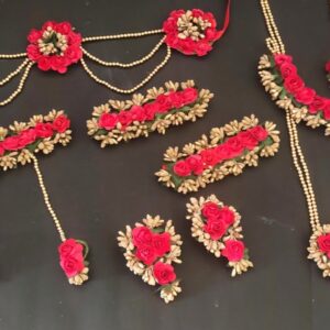 Bridal Red Flower Jewellery For Wedding