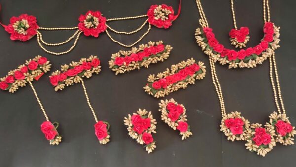 Bridal Red Flower Jewellery For Wedding