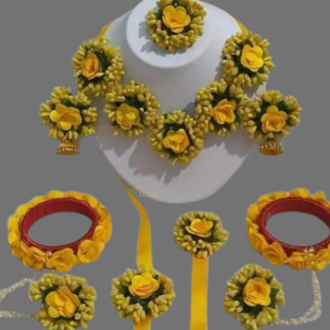 Yellow Flower Jewellery For Haldi And Mehandi