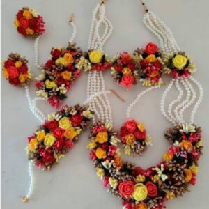 Artificial Floral and Flower Jewellery set for haldi and Mehndi