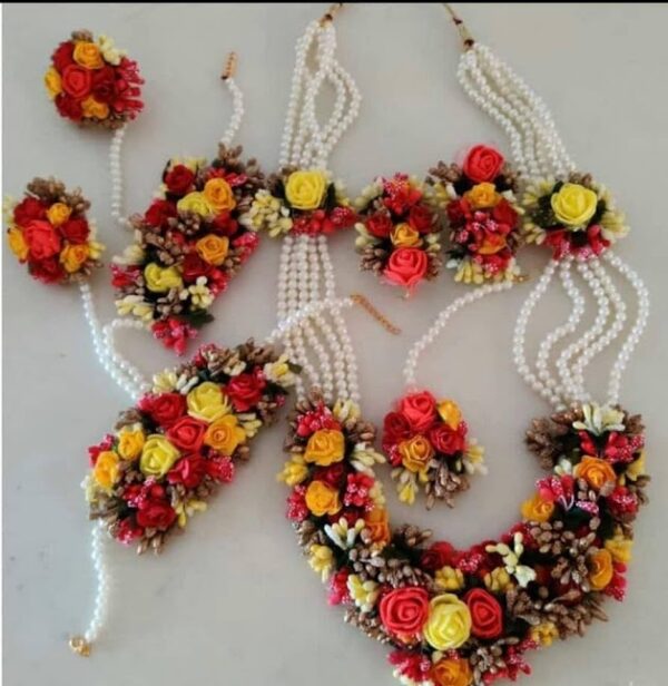 Artificial Floral and Flower Jewellery set for haldi and Mehndi