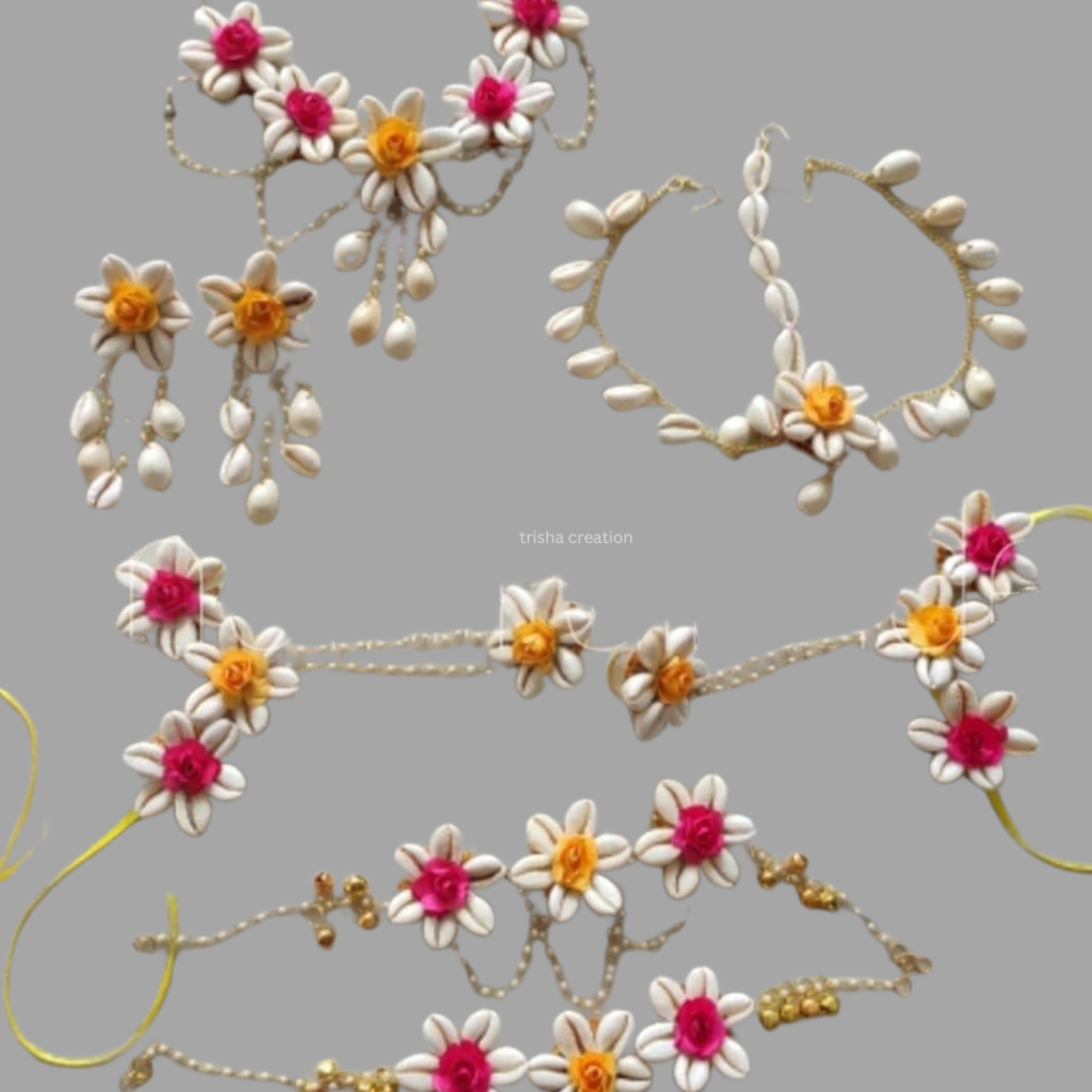 Shells Jewellery With Pink And Yellow Flower