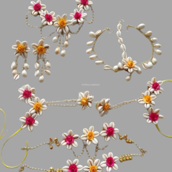 Shells Jewellery With Pink And Yellow Flower